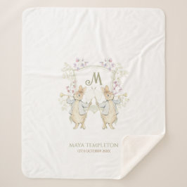 Pastel Peter de Konijn Monogram Twins Baby shower Sherpa Deken