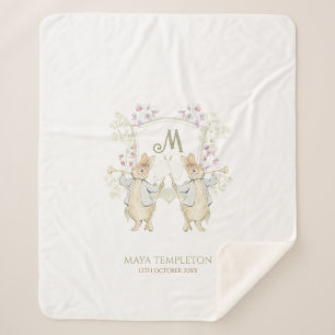 Pastel Peter de Konijn Monogram Twins Baby shower Sherpa Deken