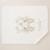 Pastel Peter de Konijn Monogram Twins Baby shower Sherpa Deken (Voorkant (horizontaal))