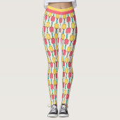Pastel Pickleball peddels met aangepaste tekst Leggings (Voorkant)