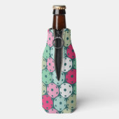 Pastel Pickleballen op donkergroen, met naam Flesjeskoeler (Fles Achterkant)