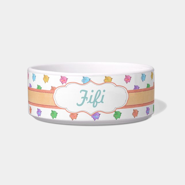 Pastel Pig Pattern Voerbakje (Voorkant)