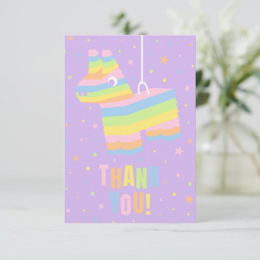Pastel Piñata Verjaardag Bedankt Kaart (Staand voorkant)
