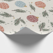 Pastel Pine Holly Ornamenten Kerstmis Cadeaupapier (Hoek)