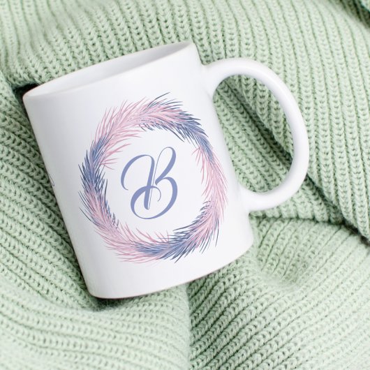 Pastel Pine Krans Monogram Custom Winter Koffiemok