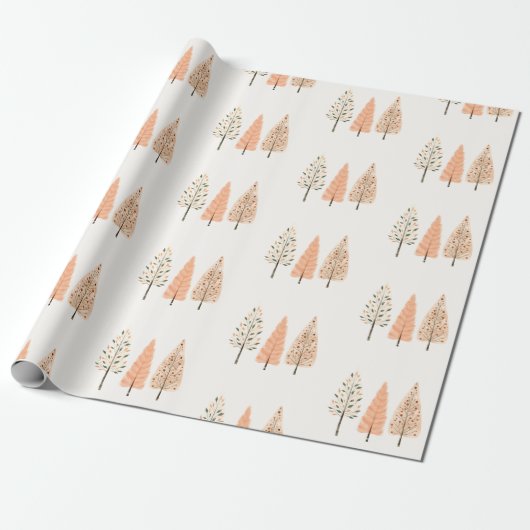 Pastel Pine Tree Christmas Holiday Gift Cadeaupapier (Uitgerold)