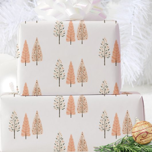 Pastel Pine Tree Christmas Holiday Gift Cadeaupapier