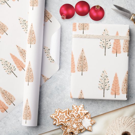 Pastel Pine Tree Christmas Holiday Gift Cadeaupapier