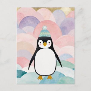 Pastel Pinguïn Piek Feestdagenkaart