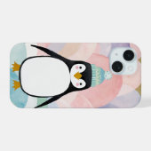 Pastel Pinguïn Piek iPhone 15 Case (Achterkant horizontaal)