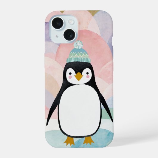 Pastel Pinguïn Piek iPhone 15 Case (Achterkant)