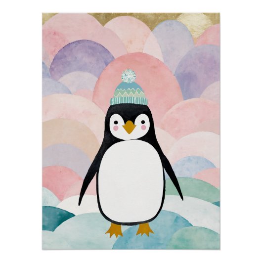 Pastel Pinguïn Piek Perfect Poster (Voorkant)