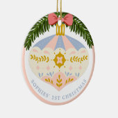 Pastel Pink  1e Kerstmis Rocking Horse Keramisch Ornament (Rechts)