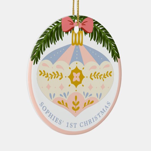 Pastel Pink  1e Kerstmis Rocking Horse Keramisch Ornament (Rechts)