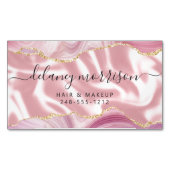 Pastel Pink Agate Gold Glitter Luxury Magnetisch Visitekaartje (Voorkant)