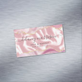 Pastel Pink Agate Gold Glitter Luxury Magnetisch Visitekaartje (Voorbeeld)