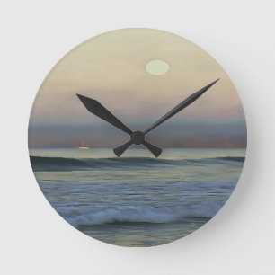 Pastel Pink and Blue Dalyan Beach Sunset Ronde Klok