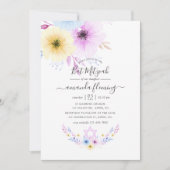 Pastel Pink and Blue Floral Bat Mitzvah Kaart (Voorkant)