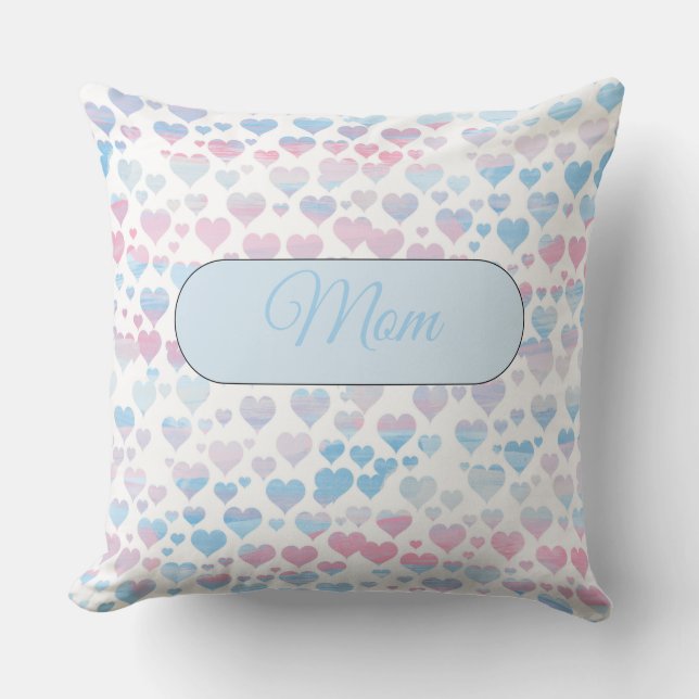 Pastel Pink and Blue Hearts Pillow Kussen (Voorkant)