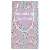 Pastel Pink And Blue Romantic Dinosaur Klein Cadeauzakje (Voorkant)