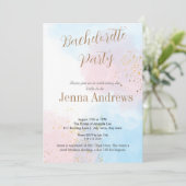 Pastel Pink and Blue Waterverf Bachelorette Party Kaart (Staand voorkant)