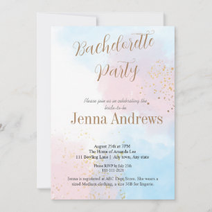 Pastel Pink and Blue Waterverf Bachelorette Party Kaart