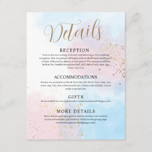 Pastel Pink and Blue Waterverf Wedding Informatiekaartje