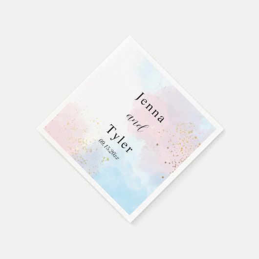 Pastel Pink and Blue Waterverf Wedding Napkins Servet (Hoek)