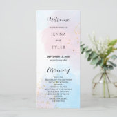 Pastel Pink and Blue Waterverf Wedding Programme (Staand voorkant)