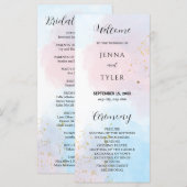 Pastel Pink and Blue Waterverf Wedding Programme (Voorkant / Achterkant)