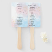 Pastel Pink and Blue Waterverf Wedding Programme Handwaaier (Voorkant en achterkant)