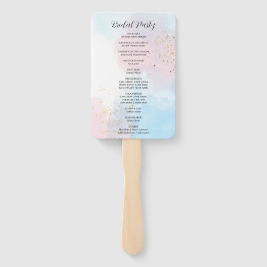 Pastel Pink and Blue Waterverf Wedding Programme Handwaaier (Achterkant)