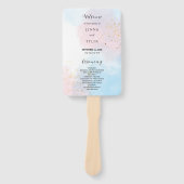 Pastel Pink and Blue Waterverf Wedding Programme Handwaaier (Voorkant)
