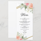 Pastel Pink and Gold Wedding Menus Menu (Voorkant / Achterkant)