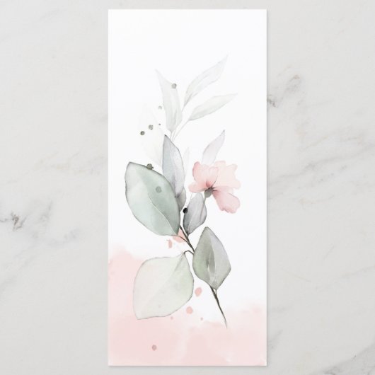 Pastel Pink and Green Roses Wedding Menu (Achterkant)