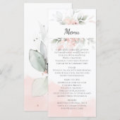Pastel Pink and Green Roses Wedding Menu (Voorkant / Achterkant)