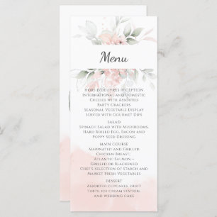 Pastel Pink and Green Roses Wedding Menu