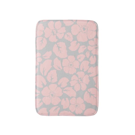 Pastel Pink and Grey Floral Monogram Badmat (Voorkant Verticaal)