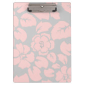 Pastel Pink and Grey Floral Monogram Klembord (Voorkant)