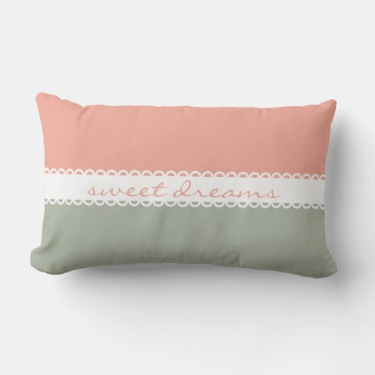 Pastel Pink and Grey Sweet Dreams Ribbon Kussen (Voorkant)