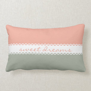 Pastel Pink and Grey Sweet Dreams Ribbon Kussen