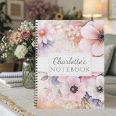 Pastel pink and Purple Watercolor Floral Notitieboek