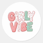 Pastel Pink and Teal Girly Aesthetic Ronde Sticker (Voorkant)