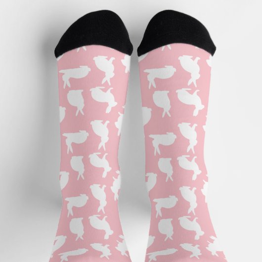Pastel Pink And White Bunny Pattern Cute Easter Sokken (Top)