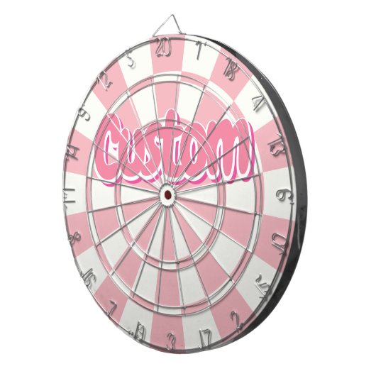 Pastel Pink And White Customizable Text Dartbord (Voorkant Rechts)