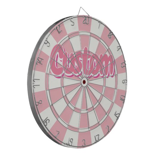 Pastel Pink And White Customizable Text Dartbord (Voorkant Links)