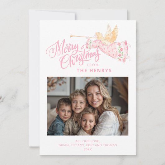 Pastel Pink Angel | Merry Christmas Photo (Voorkant)