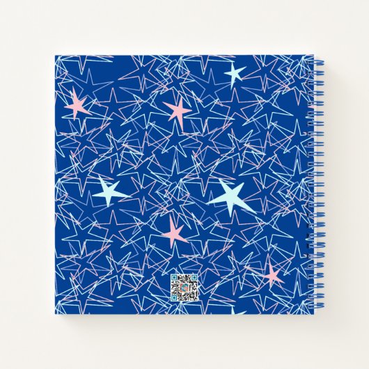 Pastel Pink Aqua Stars op Blue Sketchbook Journal Notitieboek (Achterkant)