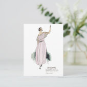 Pastel Pink Art Deco 1920s Mode Illustratie Po Briefkaart (Staand voorkant)
