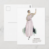 Pastel Pink Art Deco 1920s Mode Illustratie Po Briefkaart (Voorkant / Achterkant)